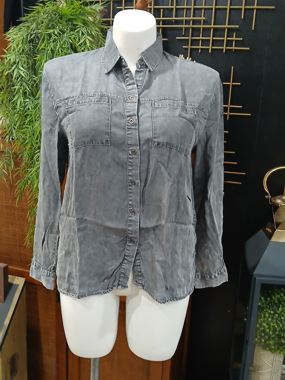 Jane + Delancey Charcoal Grey Lyocell Button-Down Shirt
